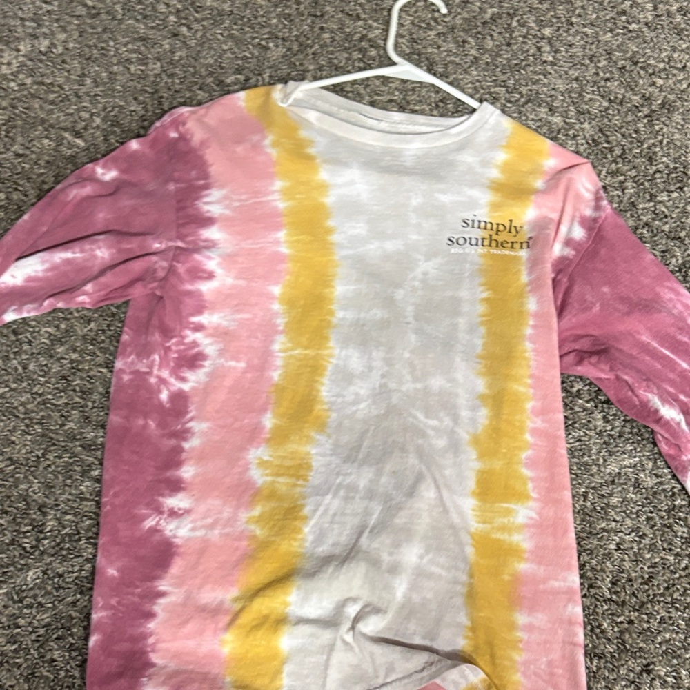 Simply Southern Pink and Yellow Tie-Dye Shirt